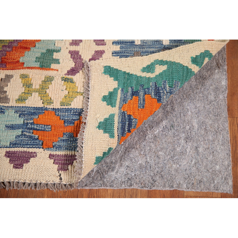 Tapis oriental réversible en laine Kilim 7 x 9