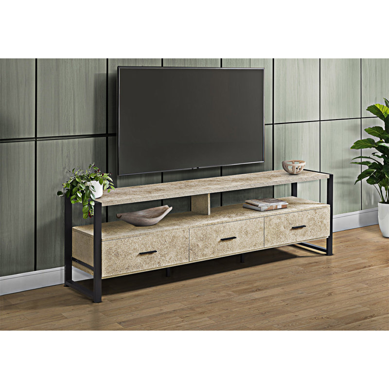 Meuble télé avec espace de rangement multimédia, Crème