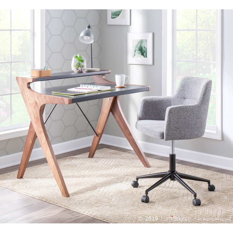 Gunning Wood Top Desk with Raised Hutch, Gray