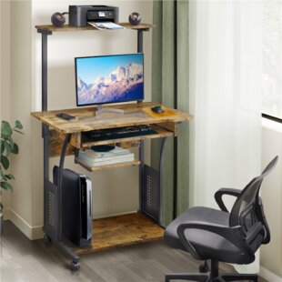  Flash Furniture Clifton Maple Computer Desk with Top and Lower  Storage Shelves 28 Inch : Home & Kitchen