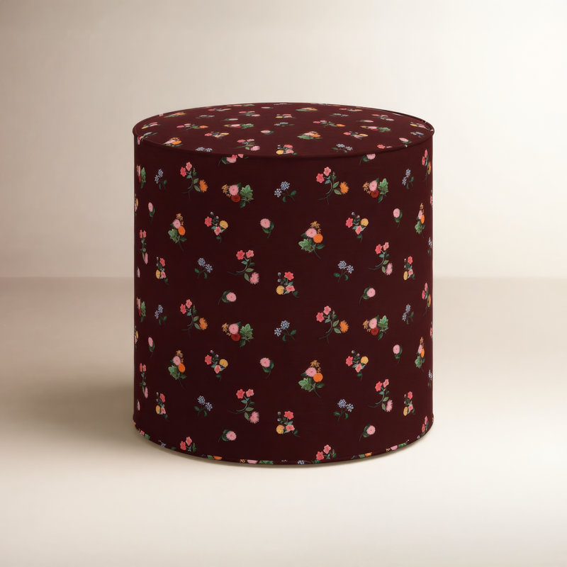 Repose-pieds Billie en Ditsia bourgogne Ditsia, Fleurs rouges