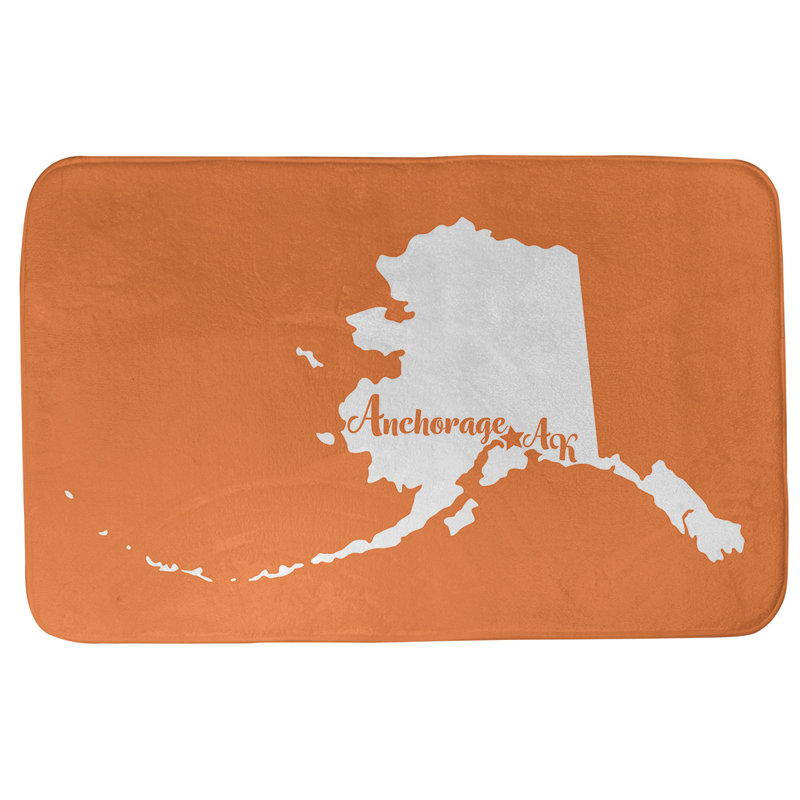 Tapis pour salle de bain ancrage alaska, l 21 po x L 34 po, Orange, Anchorage, Alaska