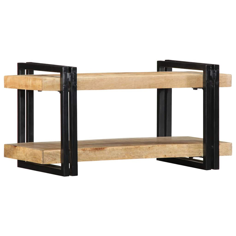 Solid Wood H Media Shelves, 35cm H x 70cm W x 33cm D, Natural