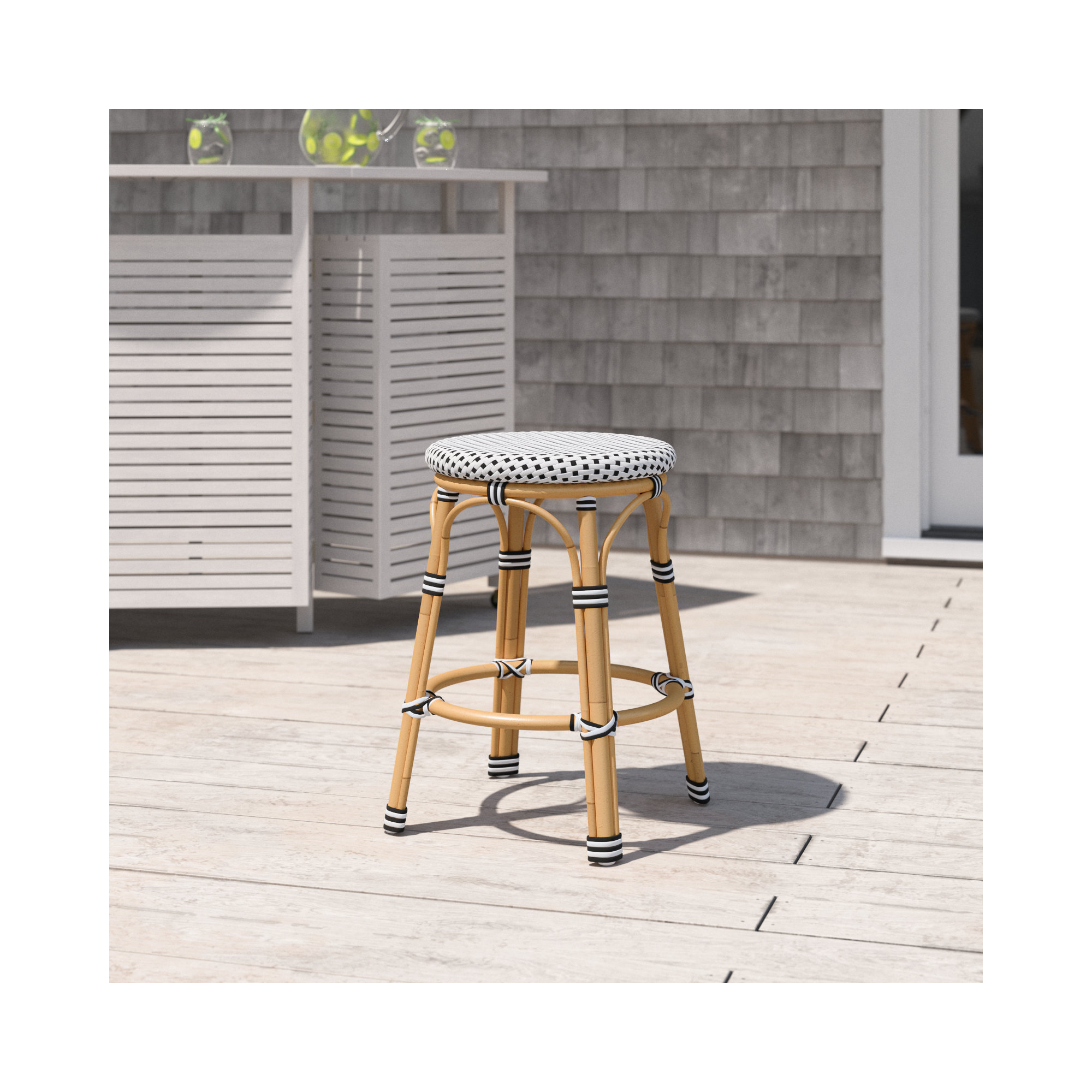 Ellie Patio Counter Stool, Black/White