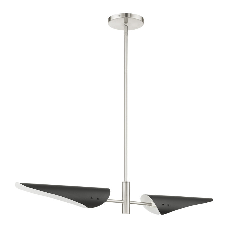 Juarez 2 - Light Dimmable Modern Linear Chandelier, Black, Brushed Nickel