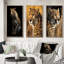 "Superbe portrait de léopard sauvage", 3 pièces sur toile-858670947-858670950