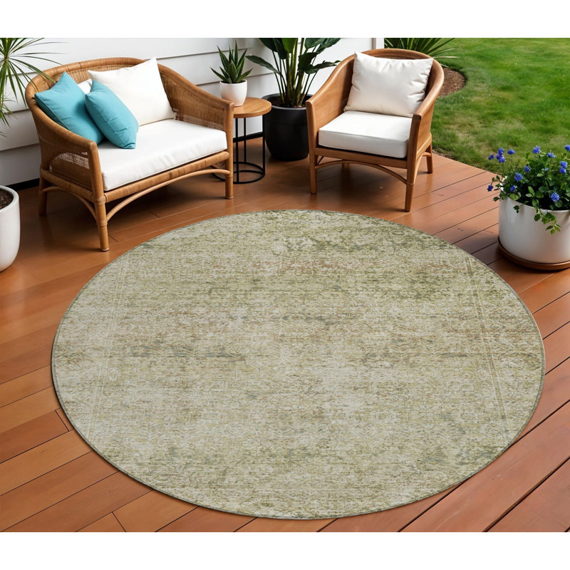 Tapis rond 8 po Sage And Beige