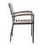 Abdul-Raheem Black Steel Framed 30" x 48"Faux Teak Table with Umbrella Hole & 4 Club Chairs