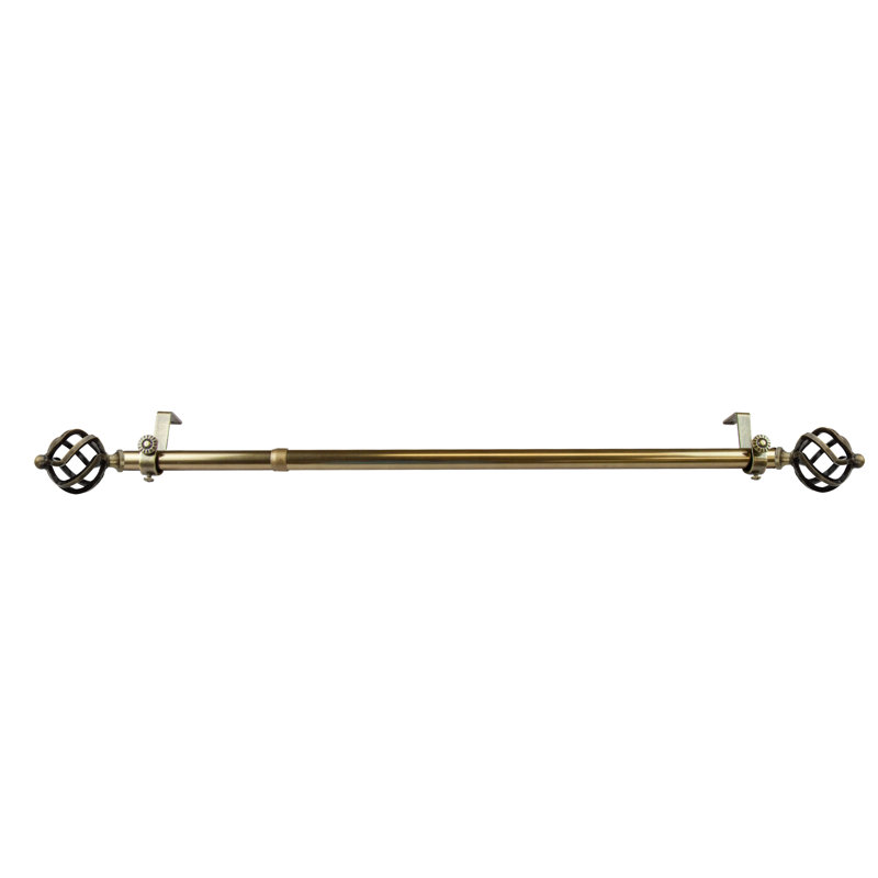 Serna Stainless Steel Adjustable Single Curtain Rod, 2.5" H x 120" W x 2.75" D, Antique Brass