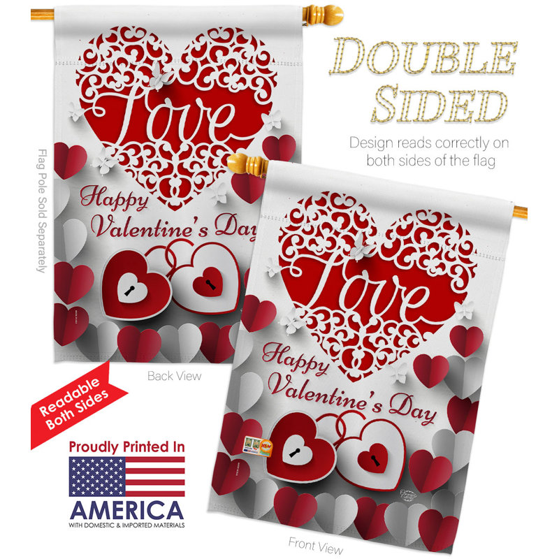 Double Sided 40'' H x 28'' W Polyester Valentine's Day Flag Set