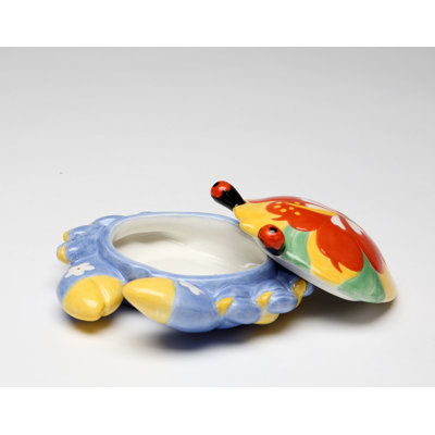 Boîte à souvenirs miniature en céramique en forme de crabe - 4,1 cm (1 5/8 po) de hauteur