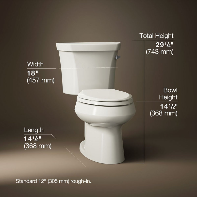 Wellworth® 1.6 GPF Elongated Two-Piece Toilet (Seat Not Included), Right-Hand, Biscuit
