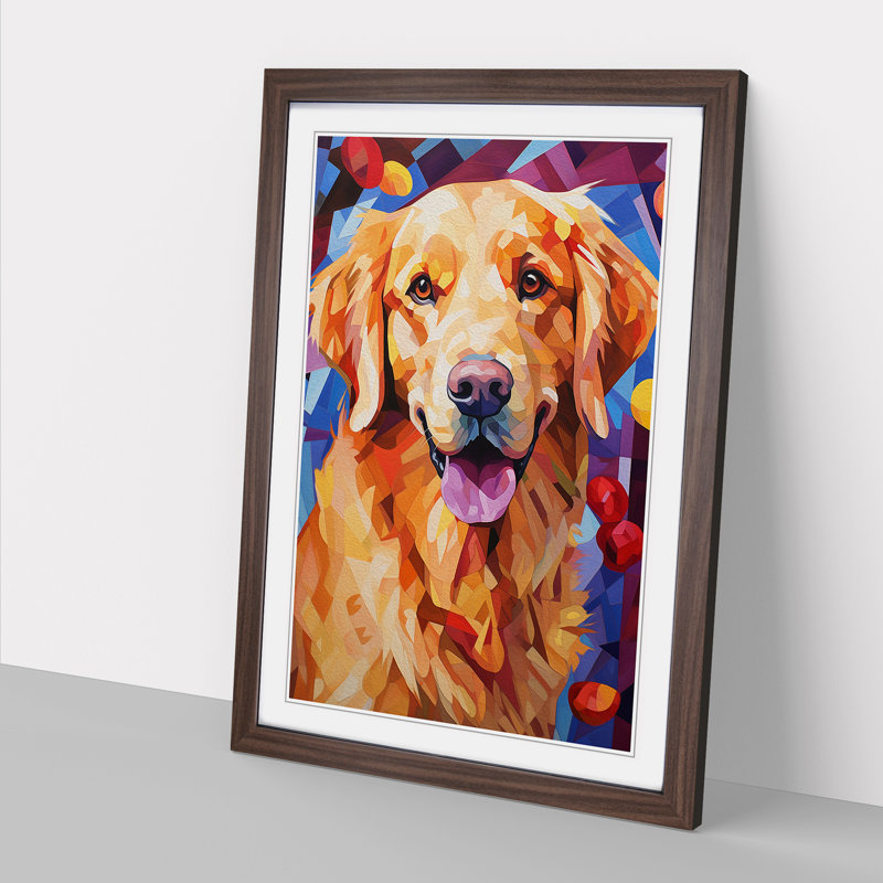 Golden Retriever Cubism - Framed Print