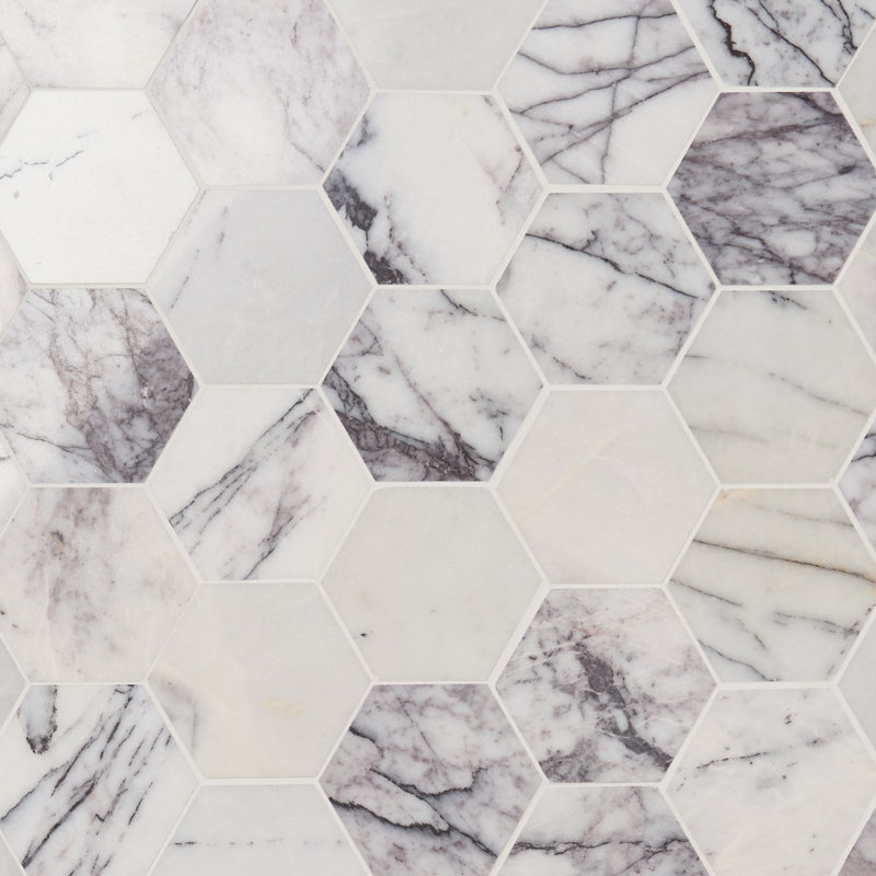 Lilac Premium 4” Hexagon Polished Marble Mosaic Tile