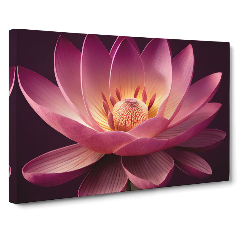 Dashing Lotus Flower - Wrapped Canvas Print, 35cm H x 50cm W x 3cm D