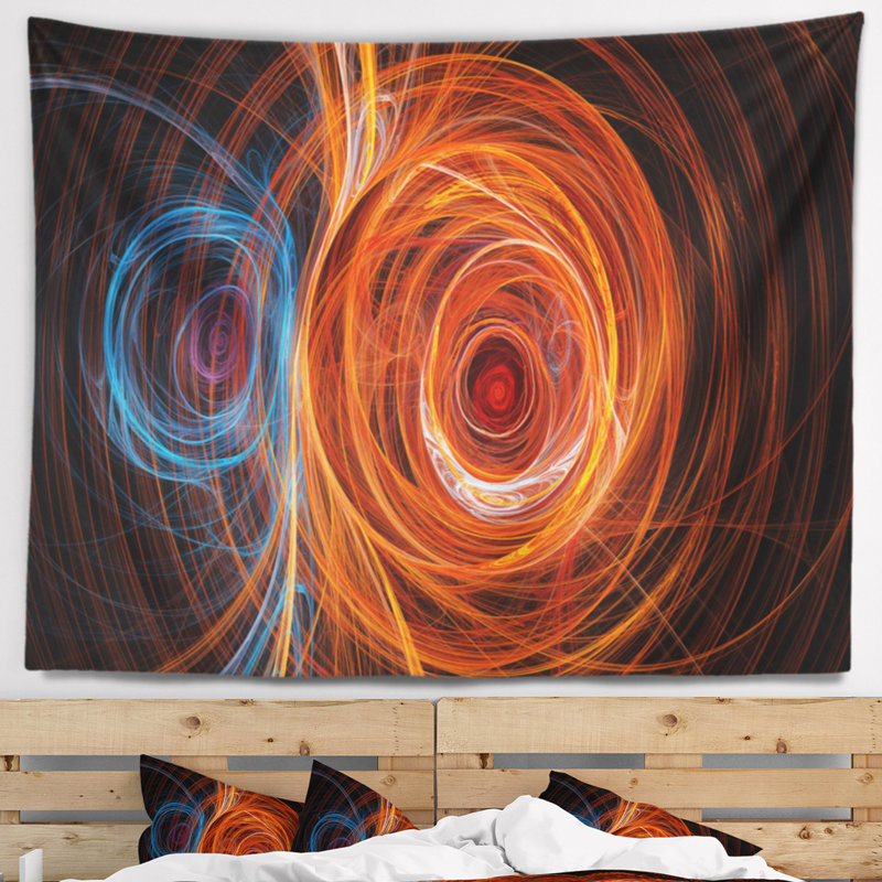 Tapisserie de cercles de couleur brun abstrait, H 32 po x l 39 po