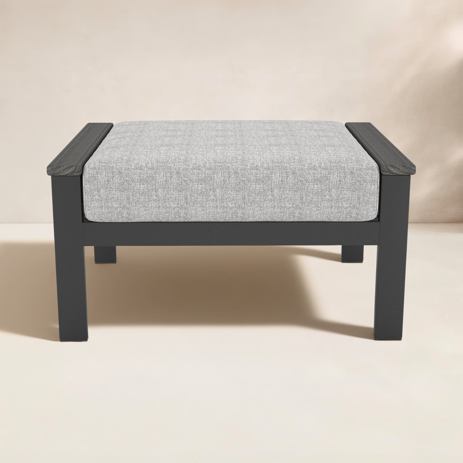 Townsend Sunbrella® Patio Ottoman, Canvas Granite Sunbrella® Canvas, Black, Yes