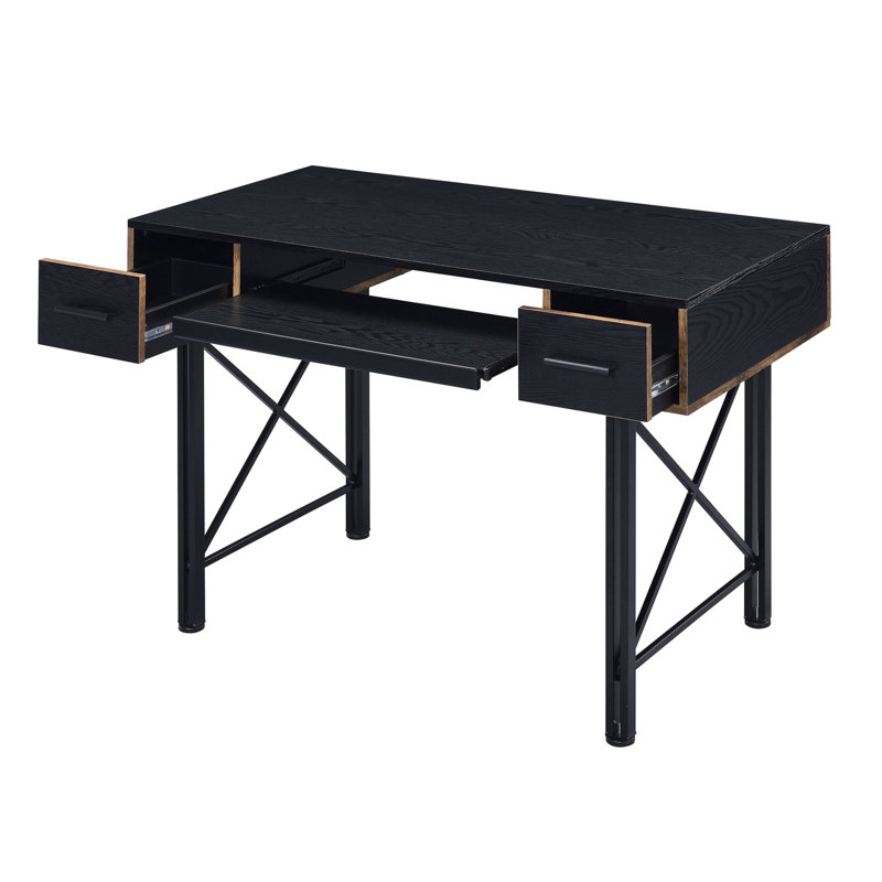 Black Computer Desk With Keyboard Tray