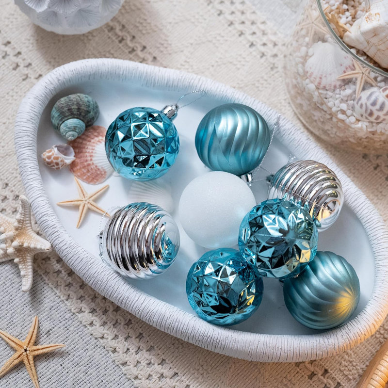 2.36'' Other Ball Ornament, Blue/Silver