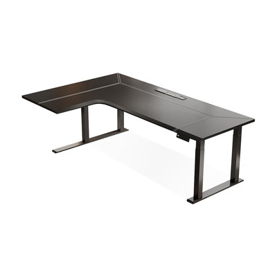 Black L-Shaped Hight adjustable Manufactured Wood + Cold Rolled Steel desk