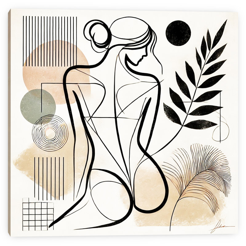 «Whispers of Form», art mural sur toile - Nu botanique abstrait