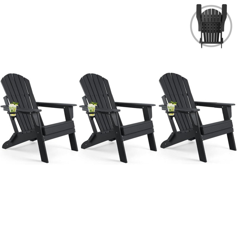 Chaise Adirondack pliable pour l'extérieur, Noir