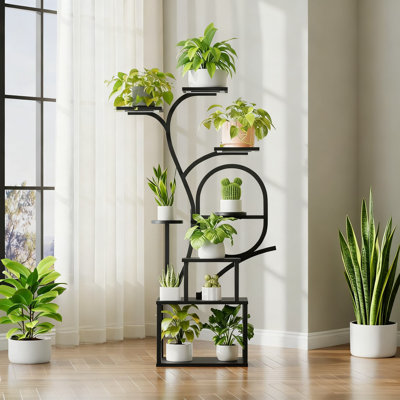 Indoor Plant Stand With Grow Lights, 8-Tier Tall Plant Shelf With Full-Spectrum LED Strips, Multi-Tier Flower Holder For Living Room, Balcony, And Pat by Red Barrel Studio