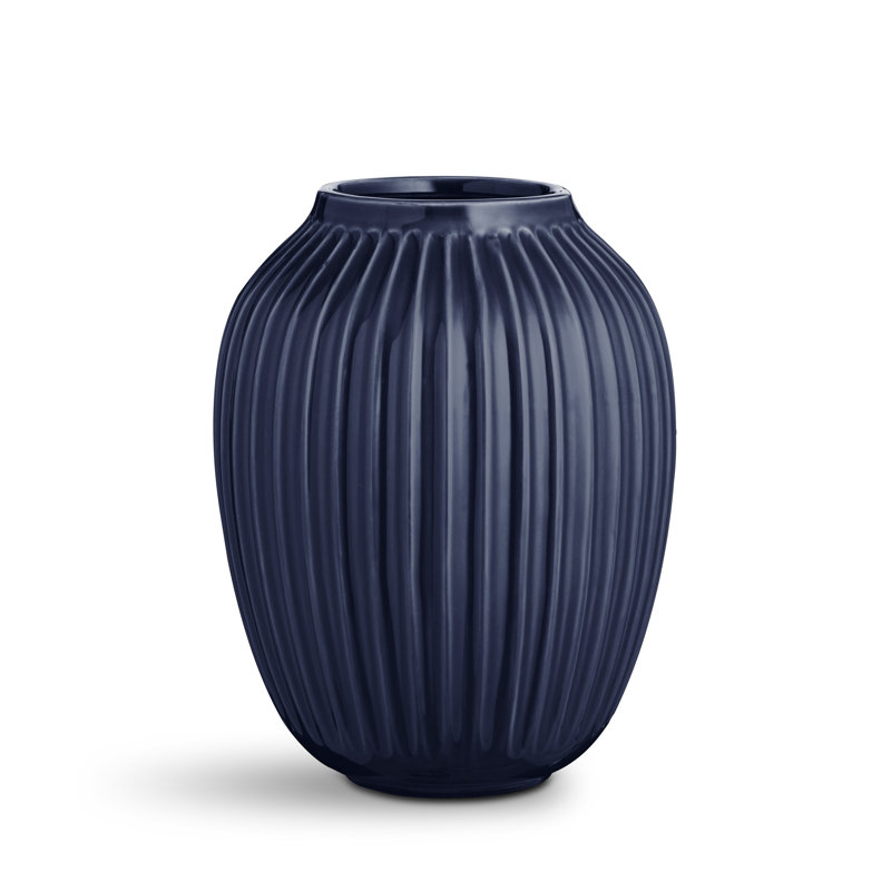 Hammershøi Handmade Faience Table Vase, Indigo, 10" H x 7.9" W x 7.9" D