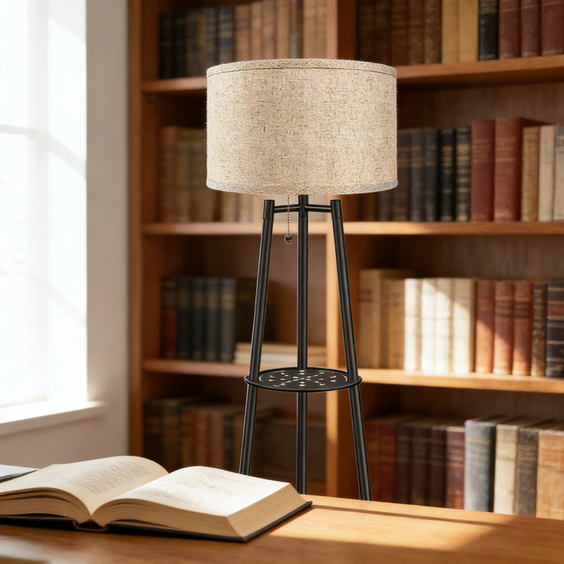 Lampe sur pied moderne avec tablettes, lampe sur pied réglable à 3 niveaux avec ampoules à DEL à 3 températures de couleur pour le salon et la chambre à coucher