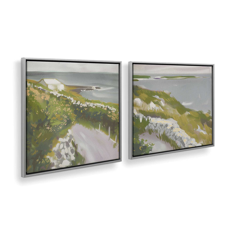 «Floral Coastal Walk», ensemble de 2, reproduction sur toile, H 12,75 po x l 12,75 po x P 1,75 po, Encadrement argenté