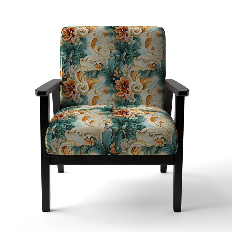 Fauteuil d'appoint rembourré rustique Paisley Gold Turquoise Gardens I