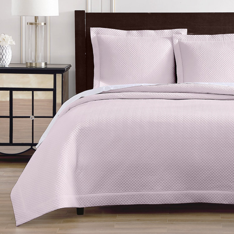 Diamond Quilted Coverlet Set, Queen Coverlet + 2 Standard Shams, Ivory