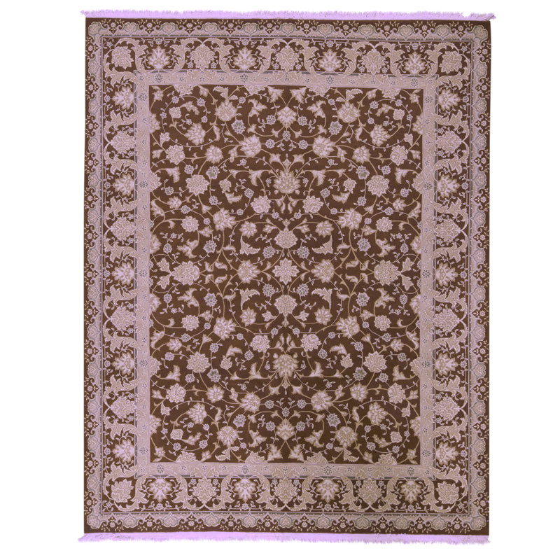 Tapis rectangulaire en laine noué à la main