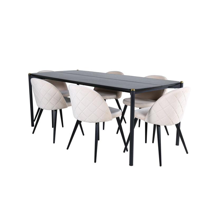 Pelle 6 - Person Dining Set, Black