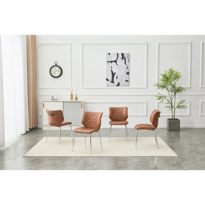 Ensemble de 4 chaises de salle à manger rembourrées, Brun, 4, Brun