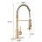 Pull Down Kitchen Sink Faucet In Brushed Gold - Stainless, 4.72" Spout Height, 1.8Gpm Flow Pause Button,