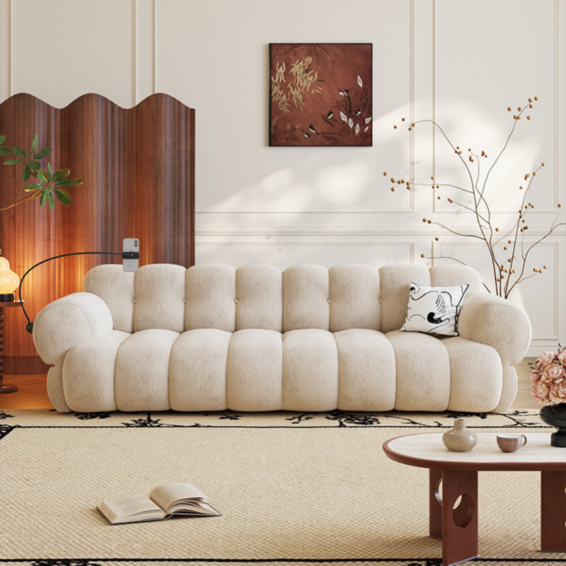 Canapé French Chenille, Blanc abricot