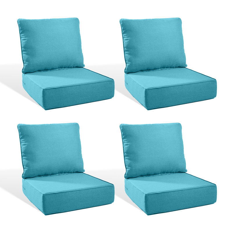 6" Outdoor Cushions For Patio Furniture, 22X24x6 Thick Seat Cushion Set Of 4, Fade Resistant Couch Chair Replacement Cushions High Density Deep Wicker Chair Cushion W/Removable Cover