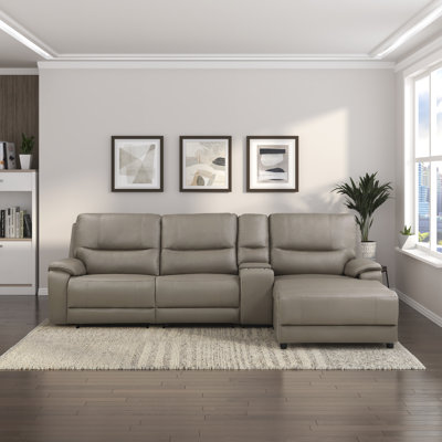 Canapé modulaire inclinable en microfibre 4 pièces de 143 po avec inclinaison près du mur et appui-tête électrique Laysha