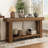 Danard 63'' Solid Fir Wood Console Table with Storage Shelf – Farmhouse Rustic Entryway Table, Warm Brown, Embossed Texture, Heavy-Duty Legs, Quick Assembly