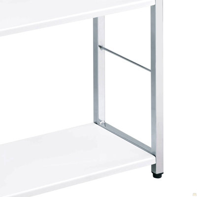 White And Chrome 4-Tier Rectangular Bookshelf