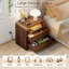 Table de chevet moderne 24 po avec éclairage DEL et station de charge Avenley, table de bout à 2 tiroirs sans poignée avec tablette ouverte, profil incurvé, table d'appoint pour chambre à coucher, salon-464095061-464095063
