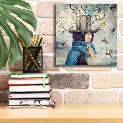 'The Lady With The Bird Feeder Hat' by Paula Belle Flores, Giclee Canvas Wall Art