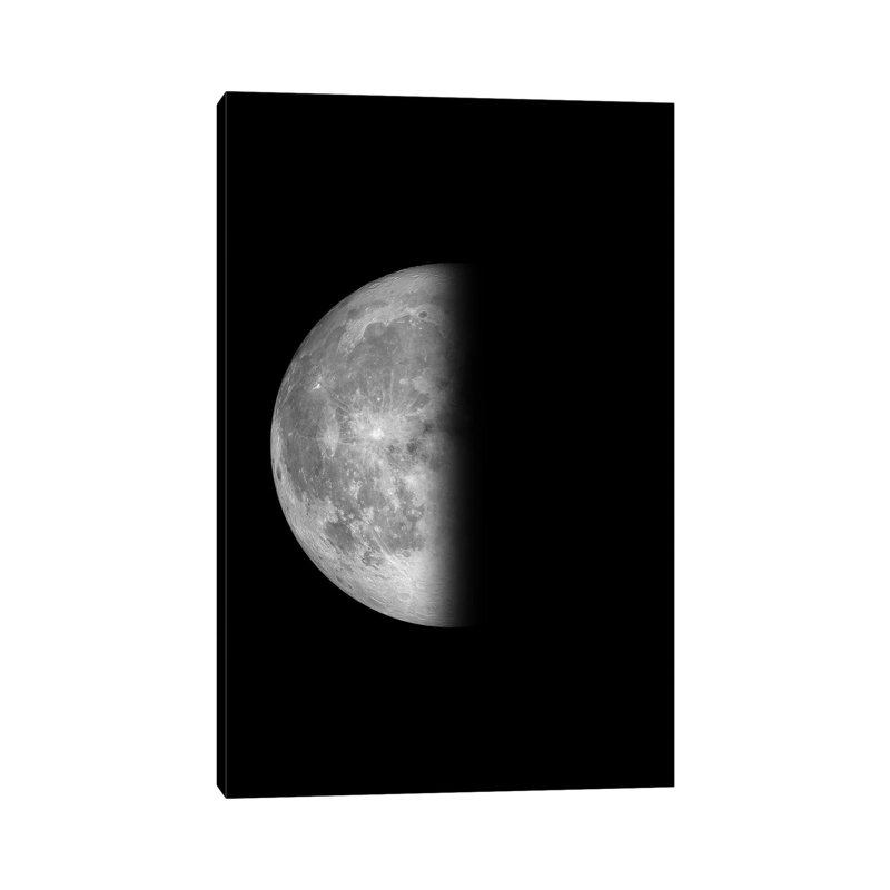 Last Quarter Moon - Black 1 Piece Wrapped Canvas Wall Art, 30.48 cm H x 45.72 cm W