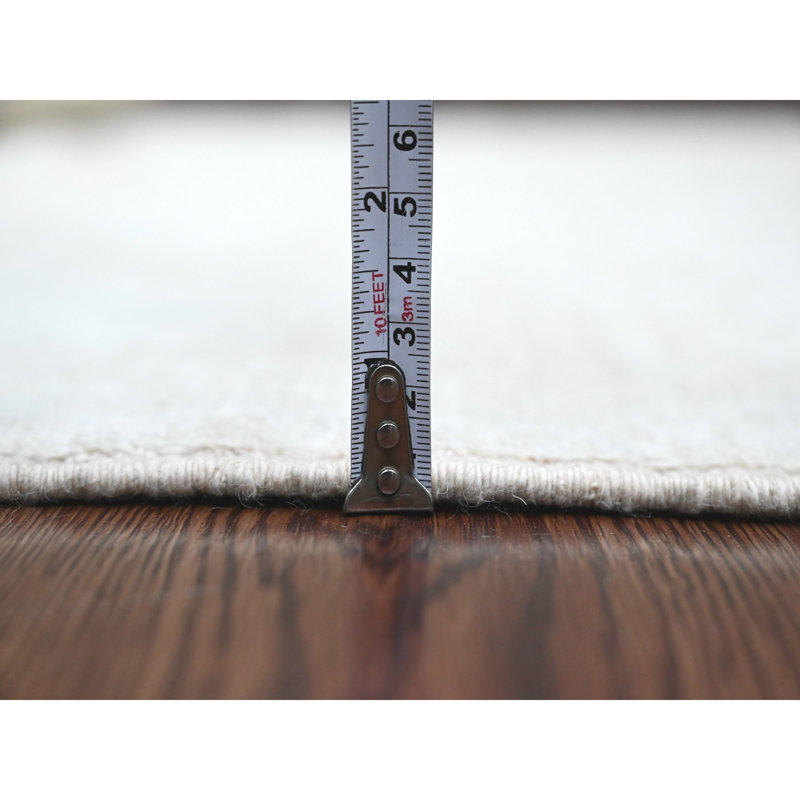 Tapis blanc en laine noué à la main 5 pi x 7 pi Angora