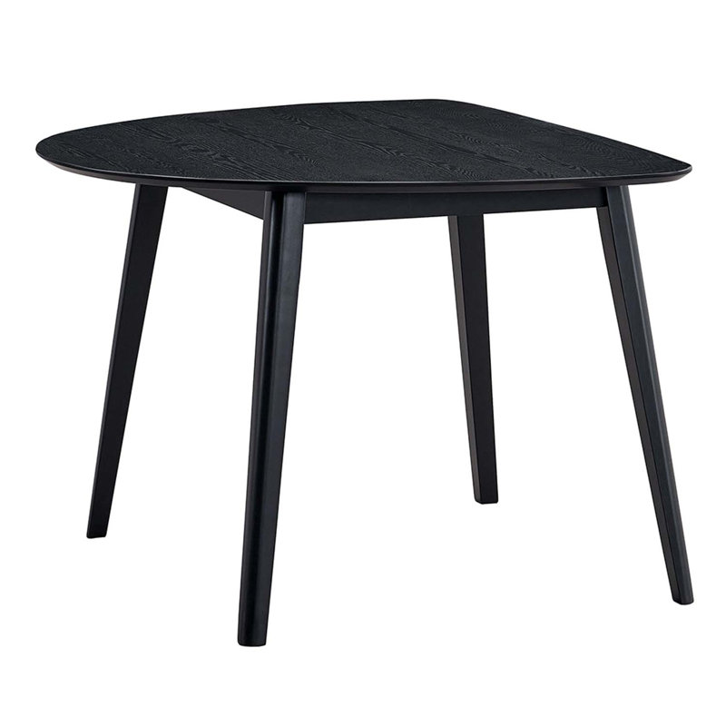 43" Real Rectangular Dining Table, Black Finish