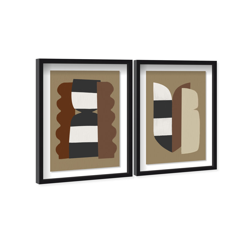 Puzzle Catcher Set Shadowbox Abstract Print by Oliver Gal, Black Frame, 10 x 15, 21.5"H x 31.5"W, Black Shadowbox