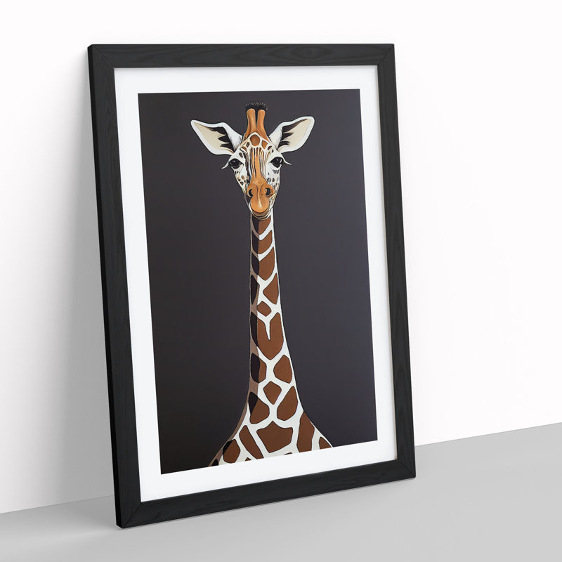 Fetching Giraffe - Framed Print, Black, 34cm H x 25cm W x 2cm D