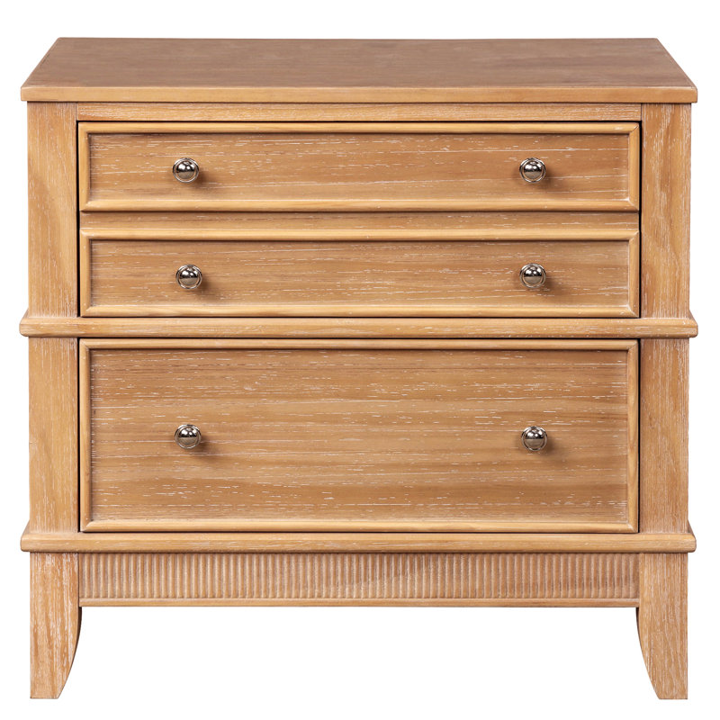 3-Drawer Side Table with Pine Wood and MDF for Living Room, Hallway, Entryway
