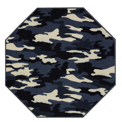 Tapis noir / beige à imprimé animal